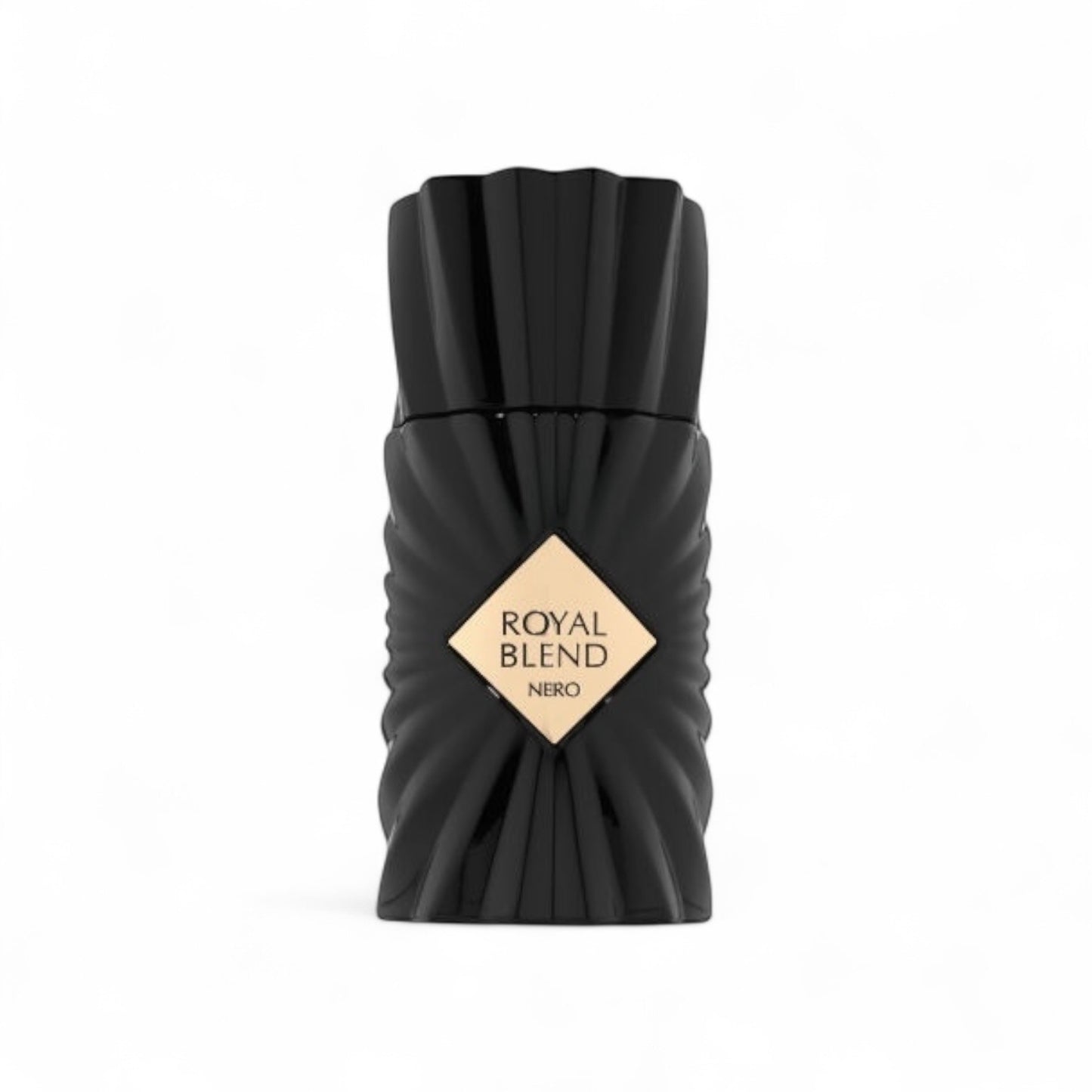Orijent Parfimerija Royal Blend Nero black fragrance bottle with gold accent label and ornate cap.